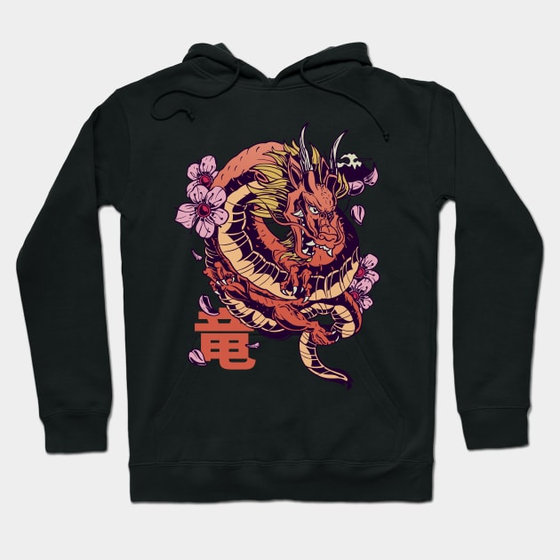 Japanese Dragon Tattoo Style Hoodie by Kali Space